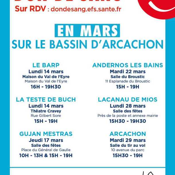 Don de sang en mars sur le Bassin d'Arcachon